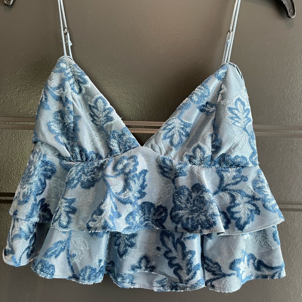 Floral Blue Women's Crop Bra Top
